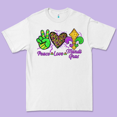 Peace Love Mardi Gras Premium Tee Designed By Jahusdesignshop