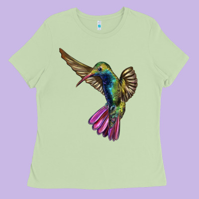 Flying Ruby Throated Hummingbird Ladies Tee Designed By Lillyallendesigns