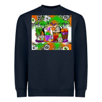 Navy Halloween Coffee Cups Heavyweight Sweatshirt - texasbilliewilder