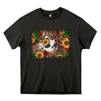 Asphalt distressed christmas sunflowers leopard cowhide background Heavy Core Tee - Jasminsmagicworld