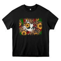 Black distressed christmas sunflowers leopard cowhide background Heavy Core Tee - Jasminsmagicworld