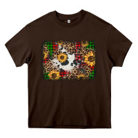 Chocolate Brown distressed christmas sunflowers leopard cowhide background Heavy Core Tee - Jasminsmagicworld