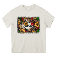 Cream distressed christmas sunflowers leopard cowhide background Heavy Core Tee - Jasminsmagicworld