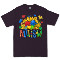 Plum austism sunflower Premium Tee - MaliasSmallBusiness