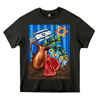 Asphalt hanukkah table with oil pitcher Heavy Core Tee - AdoDesignShop