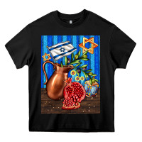 Black hanukkah table with oil pitcher Heavy Core Tee - AdoDesignShop