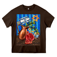 Chocolate Brown hanukkah table with oil pitcher Heavy Core Tee - AdoDesignShop