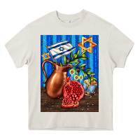 Cream hanukkah table with oil pitcher Heavy Core Tee - AdoDesignShop