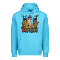Ocean Blue simmer down cowboy Premium Hoodie - OliviaCreatesArt