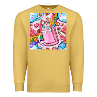 Antique Gold unicorn coffe cup and star with rainbow seamless pattern bbs Premium Sweatshirt - BundleAndBundleShop
