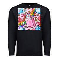 Black unicorn coffe cup and star with rainbow seamless pattern bbs Premium Sweatshirt - BundleAndBundleShop