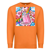 Carrot unicorn coffe cup and star with rainbow seamless pattern bbs Premium Sweatshirt - BundleAndBundleShop