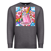 Charcoal Heather unicorn coffe cup and star with rainbow seamless pattern bbs Premium Sweatshirt - BundleAndBundleShop