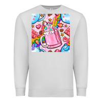 Dove Grey unicorn coffe cup and star with rainbow seamless pattern bbs Premium Sweatshirt - BundleAndBundleShop