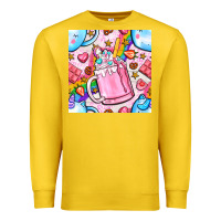 Lemon unicorn coffe cup and star with rainbow seamless pattern bbs Premium Sweatshirt - BundleAndBundleShop