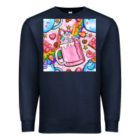 Navy unicorn coffe cup and star with rainbow seamless pattern bbs Premium Sweatshirt - BundleAndBundleShop