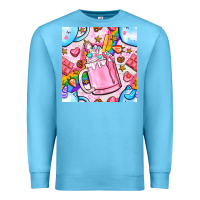 Ocean Blue unicorn coffe cup and star with rainbow seamless pattern bbs Premium Sweatshirt - BundleAndBundleShop