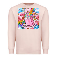 Pale Pink unicorn coffe cup and star with rainbow seamless pattern bbs Premium Sweatshirt - BundleAndBundleShop