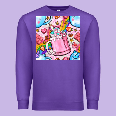 Unicorn Coffe Cup And Star With Rainbow Seamless Pattern Bbs Premium Sweatshirt Designed By Bundleandbundleshop