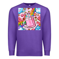 Purple unicorn coffe cup and star with rainbow seamless pattern bbs Premium Sweatshirt - BundleAndBundleShop