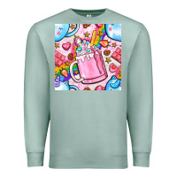Seafoam unicorn coffe cup and star with rainbow seamless pattern bbs Premium Sweatshirt - BundleAndBundleShop