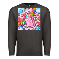 Smoke unicorn coffe cup and star with rainbow seamless pattern bbs Premium Sweatshirt - BundleAndBundleShop