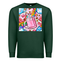 Sports Green unicorn coffe cup and star with rainbow seamless pattern bbs Premium Sweatshirt - BundleAndBundleShop