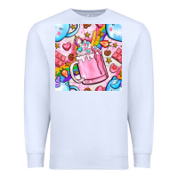 White unicorn coffe cup and star with rainbow seamless pattern bbs Premium Sweatshirt - BundleAndBundleShop