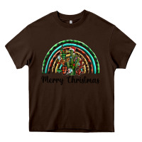 Chocolate Brown merry christmas cactus rainbow Heavy Core Tee - BarkalooDesign