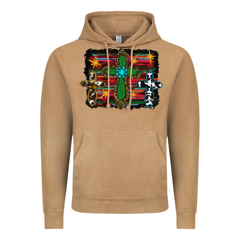 Cross Leopard Cowhide Glitter Serape Vintage Hoodie by RanaPortraitStore | Teevron
