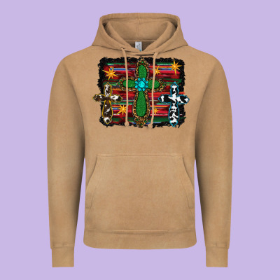 Cross Leopard Cowhide Glitter Serape Vintage Hoodie Designed By Ranaportraitstore