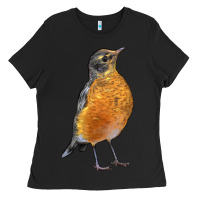 Black American Robin Bird Ladies Tee - LillyAllenDesigns