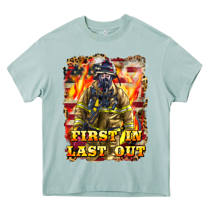 First In Last Out Firefighter Heavy Core Tee by LillyAllenDesigns | Teevron