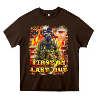 Chocolate Brown First In last Out Firefighter Heavy Core Tee - LillyAllenDesigns