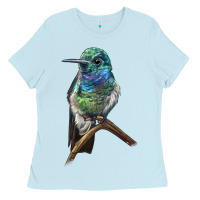 Baby Blue Ruby Throcuted Hummingbird Ladies Tee - LillyAllenDesigns