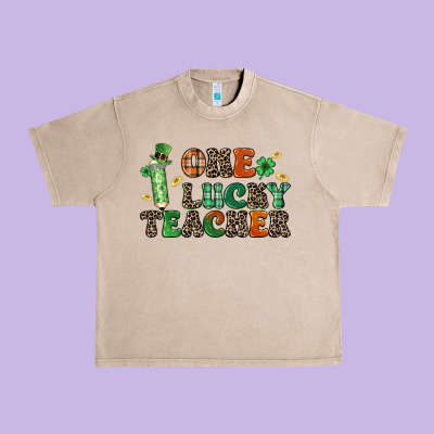 One Lucky Teacher Urban Heavy Tee Designed By Lillyallendesigns