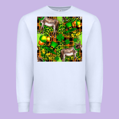 St. Patrick's Donkey With Leprechaun Premium Sweatshirt Designed By Fadigitalartstudio