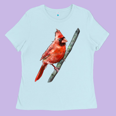 Northern Cardinal Bird Ladies Tee Designed By Lillyallendesigns