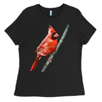Black Northern Cardinal Bird Ladies Tee - LillyAllenDesigns