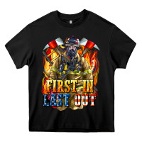 Black First In last Out American Firefighter Heavy Core Tee - LillyAllenDesigns