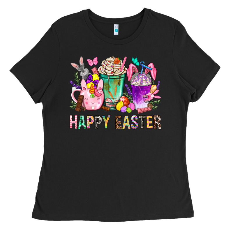 Happy Easter Coffee Cups With Bunny Ladies Tee by NancyCooperArtShop | Teevron