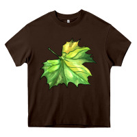 Chocolate Brown green leaf Heavy Core Tee - BarkalooDesign