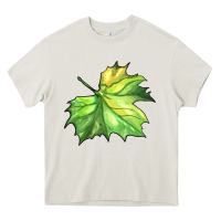 Cream green leaf Heavy Core Tee - BarkalooDesign