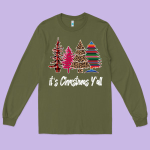 Merry Christmas Pine Tree Long Sleeve Tee Designed By Bettercallsaul
