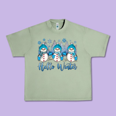 Snowman Hello Winter Urban Heavy Tee Designed By Jahusdesignshop