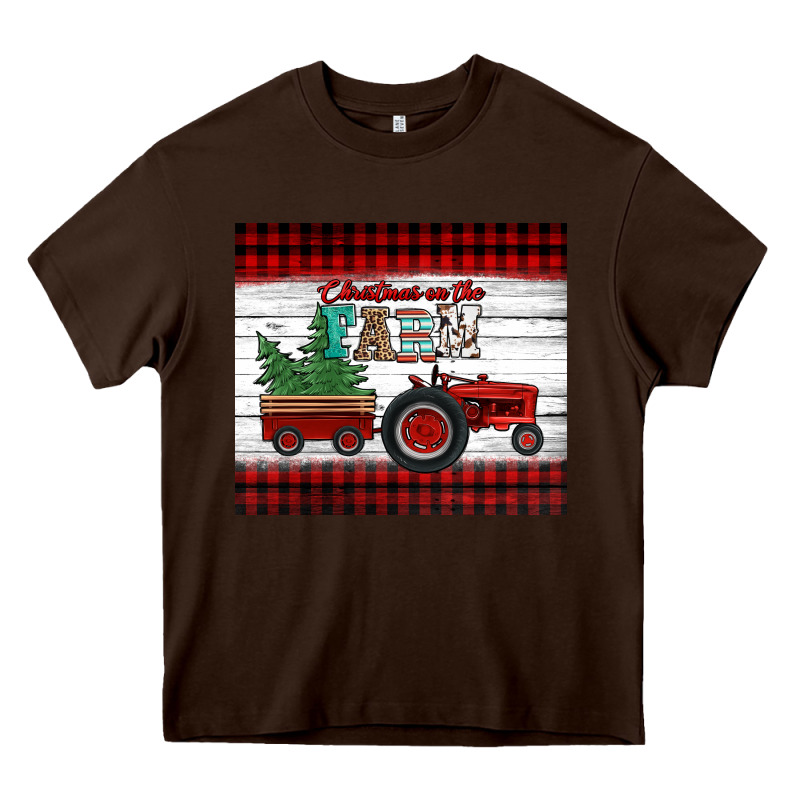 Christmas On The Farm Tractor Heavy Core Tee by Jasminsmagicworld | Teevron