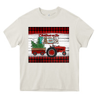 Cream christmas on the farm tractor Heavy Core Tee - Jasminsmagicworld