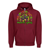 Burgundy Mardi Gras rainbow and masks Zipper Hoodie - HowdyJamesFarm