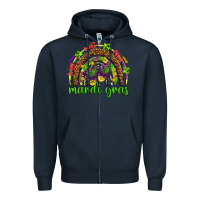 Navy Mardi Gras rainbow and masks Zipper Hoodie - HowdyJamesFarm