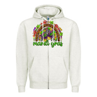 Oatmeal Heather Mardi Gras rainbow and masks Zipper Hoodie - HowdyJamesFarm